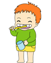 歯磨きしている子供
